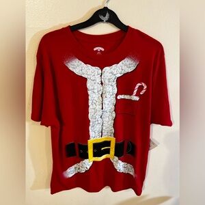 Ugly Christmas Men's 'Gold Buckle Santa' Short Sleeve T-Shirt Red Size M (38-40)
